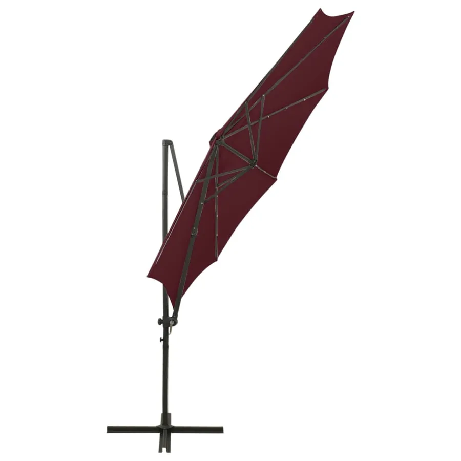Parasol de jardin en porte-à-faux avec mât et lumières LED - 7