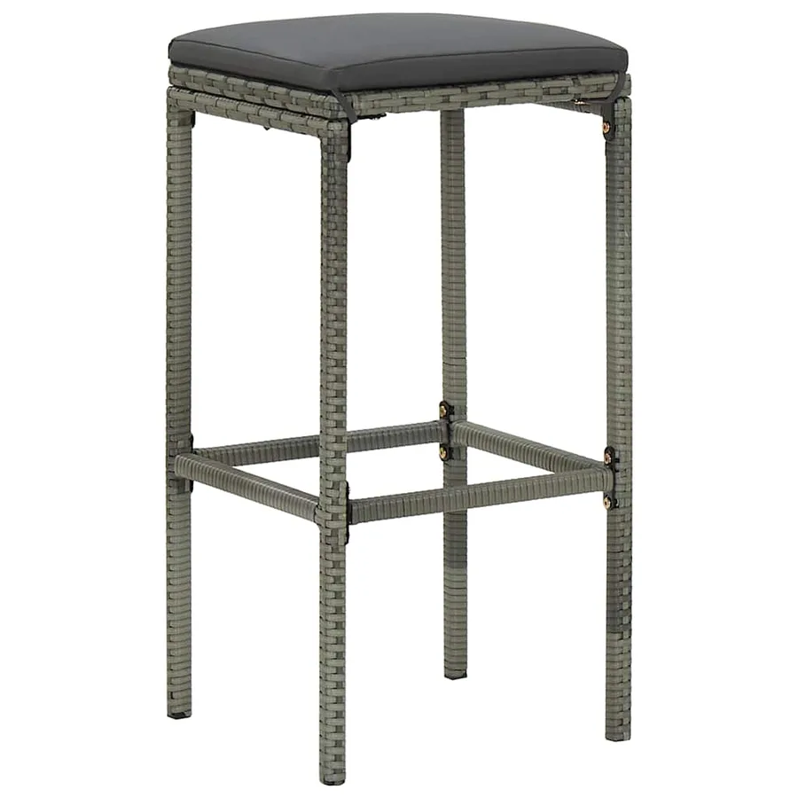 Tabourets de bar avec coussins lot de 4 gris résine tressée - 2