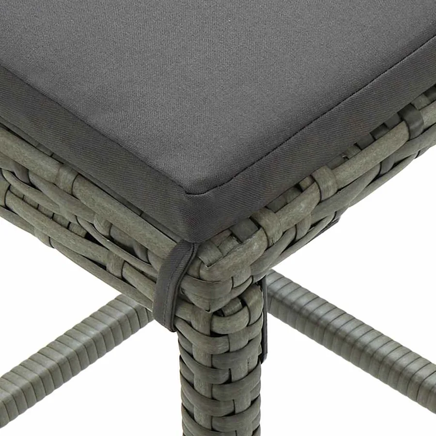 Tabourets de bar avec coussins lot de 4 gris résine tressée - 6
