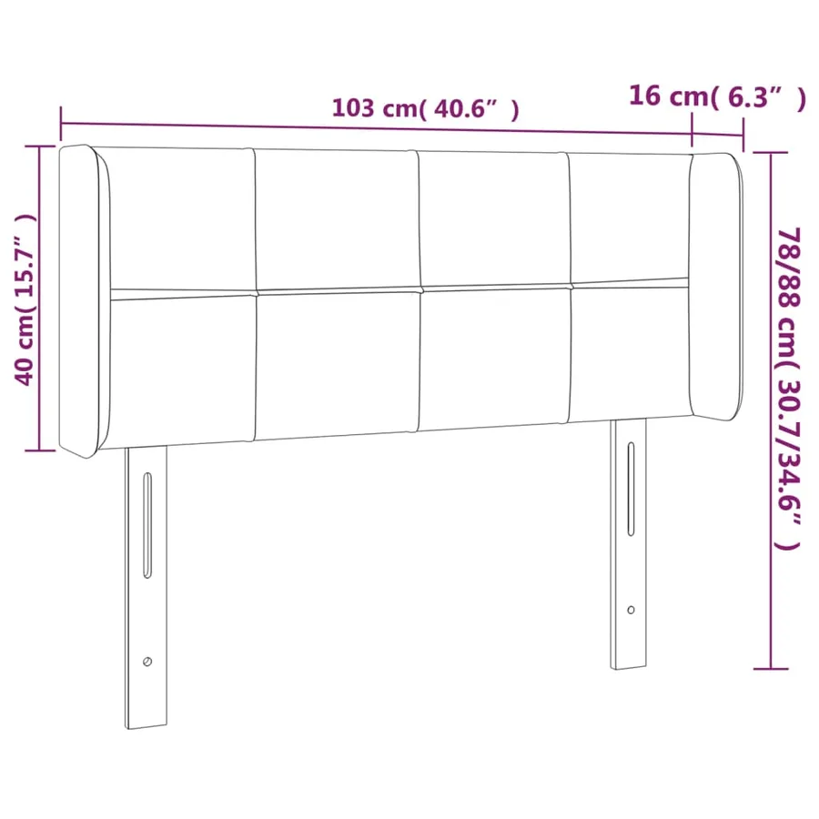 Tête de lit à LED Gris clair 103x16x78/88 cm Tissu - 6