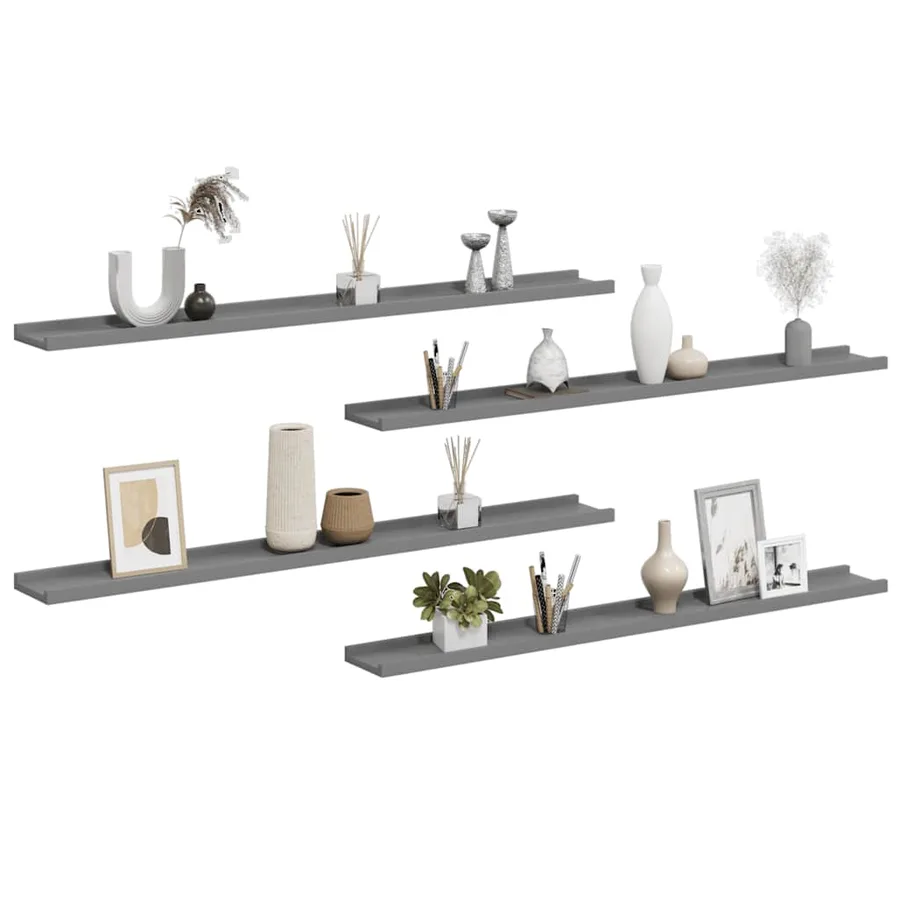 Étagères murales 4 pcs Gris 100x9x3 cm - 4