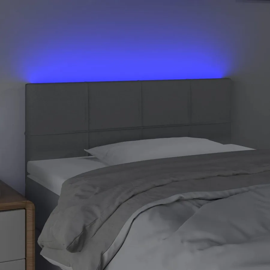 Tête de lit à LED Gris clair 100x5x78/88 cm Tissu - 3