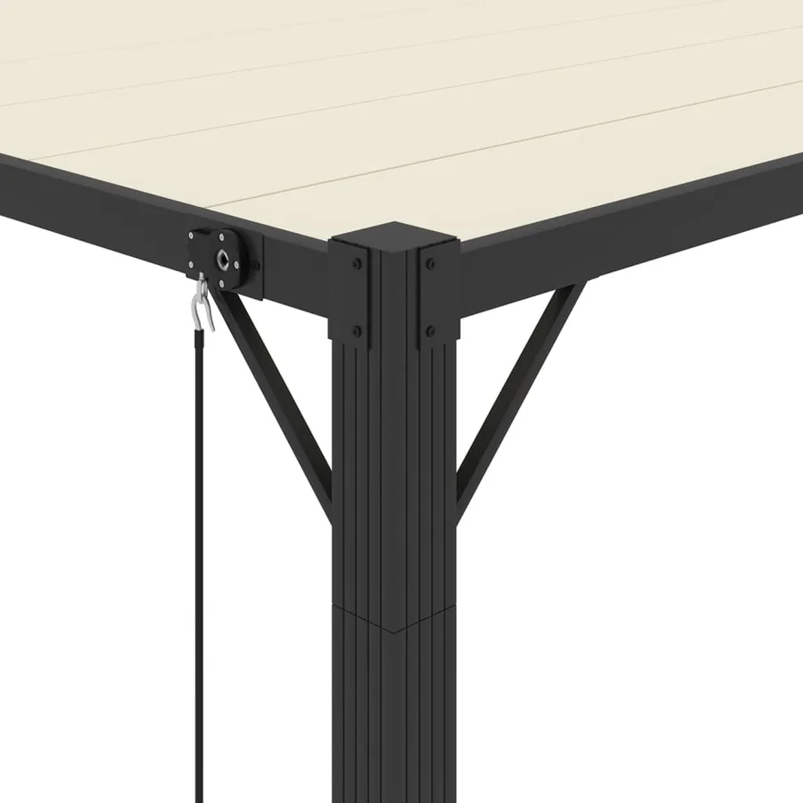 Tonnelle avec toit à persienne 3x3 m Crème Tissu et aluminium - 7