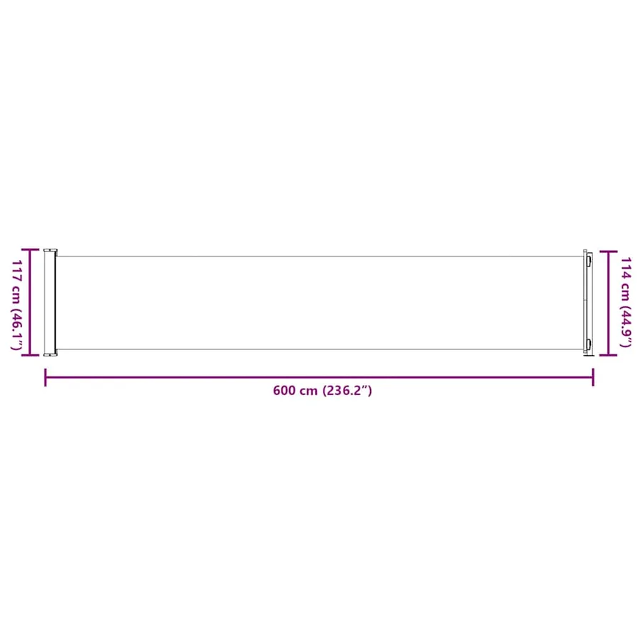 Auvent latéral rétractable de patio 117x600 cm Crème - 11