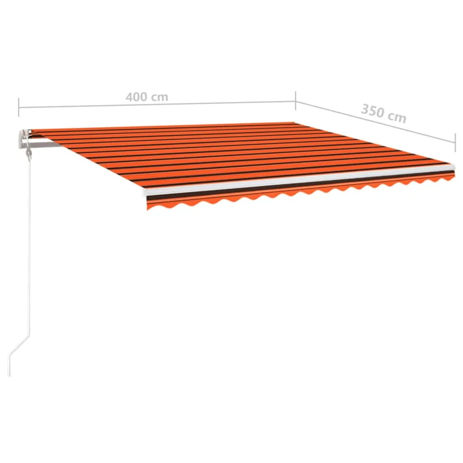 Auvent automatique capteur de vent LED 400x350 cm Orange marron - 10