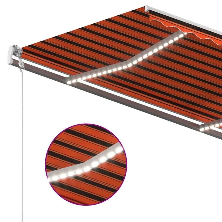 Auvent automatique capteur de vent LED 400x350 cm Orange marron - 4