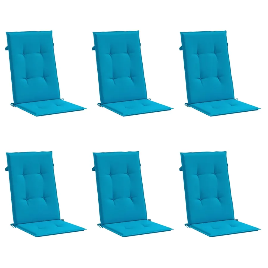Coussins de chaise de jardin à dossier haut lot de 6 bleu tissu - 3