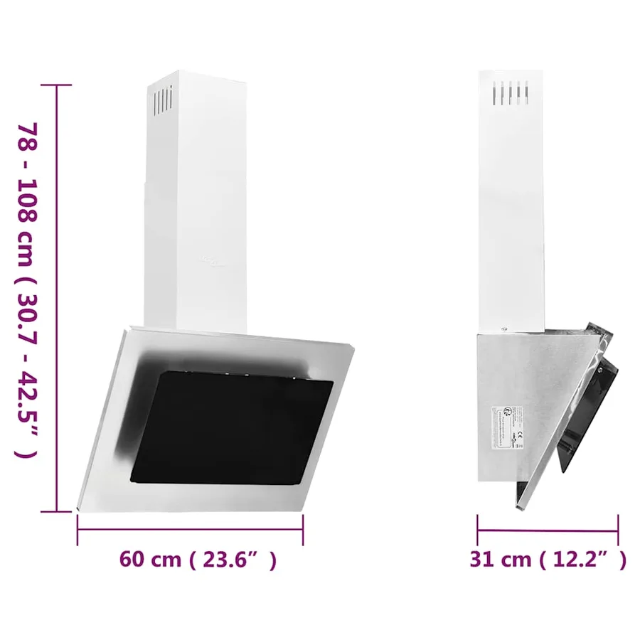 Hotte murale 60 cm Acier inoxydable et verre trempé Argenté - 10