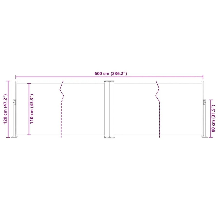 Auvent latéral rétractable Rouge 120 x 600 cm - 13