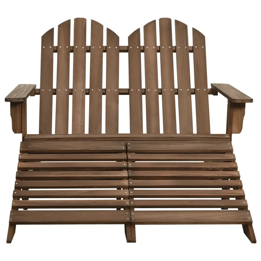 Chaise de jardin Adirondack 2 places repose-pied sapin marron - 2