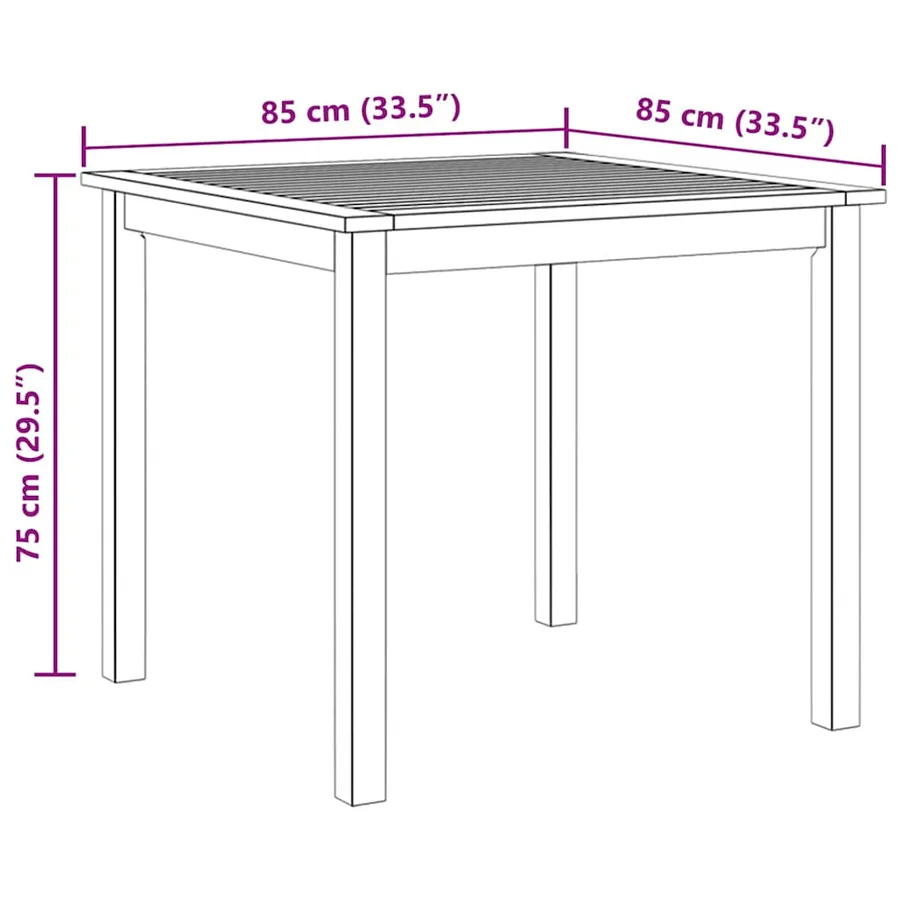 Table de jardin 85x85x74 cm Bois d'acacia massif - 10