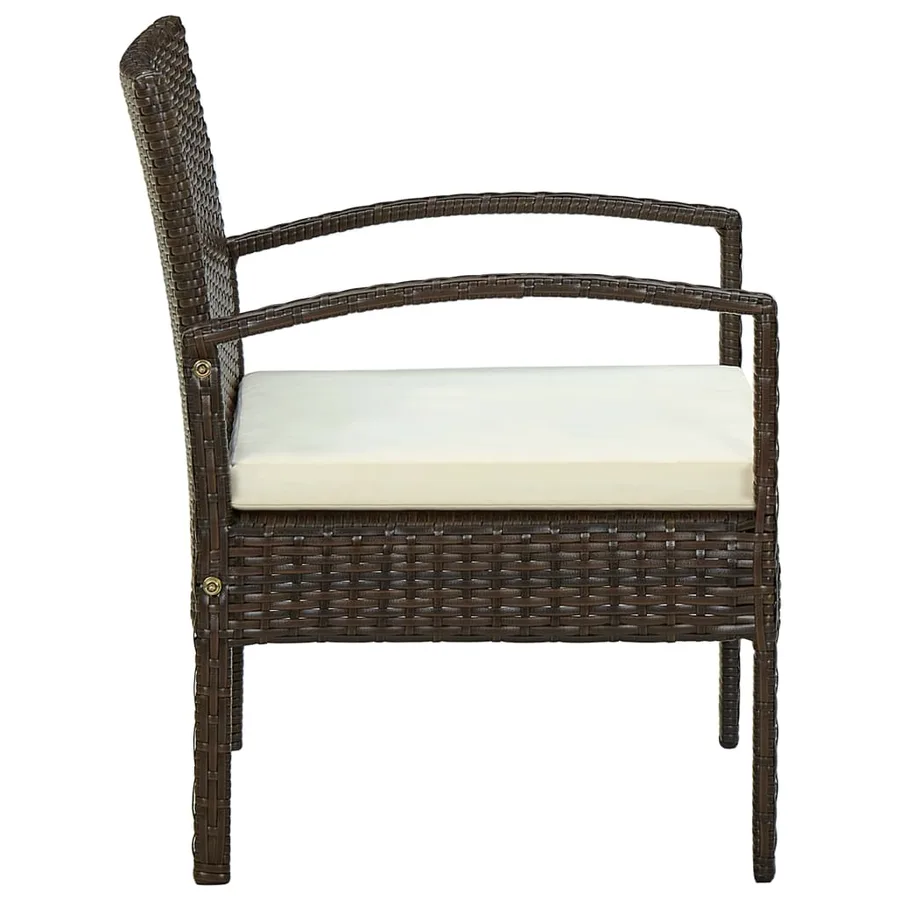 Chaise de jardin avec coussin Résine tressée Marron - 3