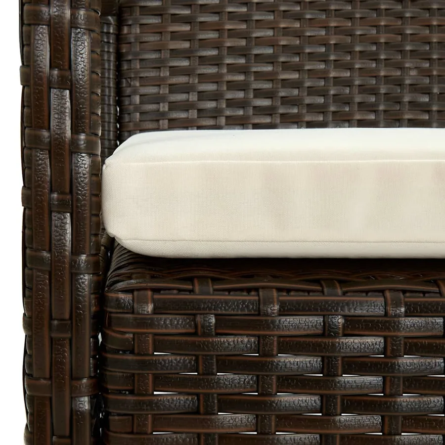 Chaise de jardin avec coussin Résine tressée Marron - 6