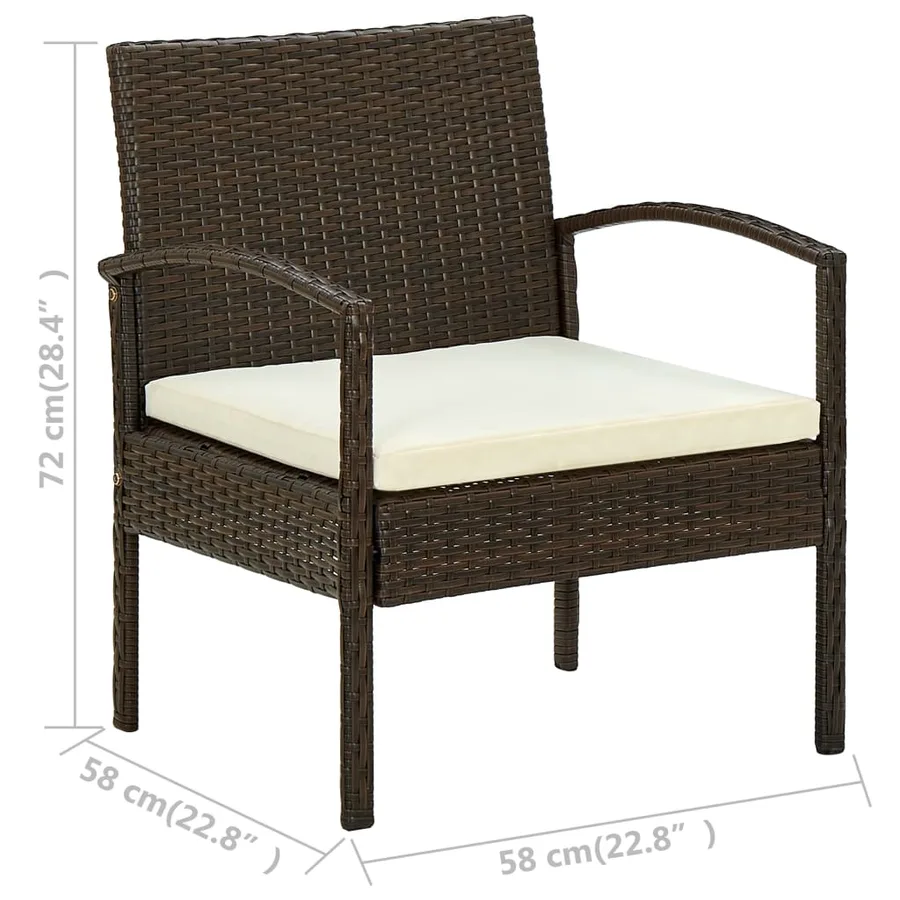 Chaise de jardin avec coussin Résine tressée Marron - 7