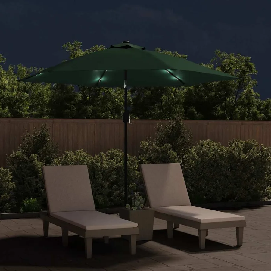 Parasol de jardin en porte-à-faux avec LED 3 m vert - 3