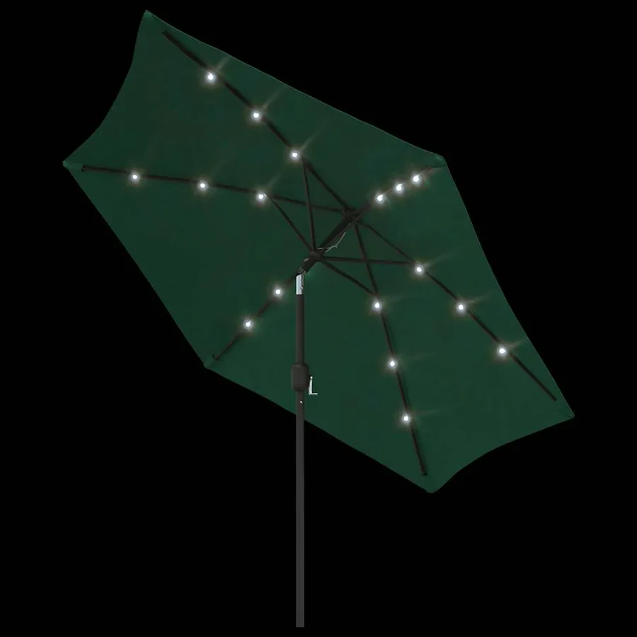 Parasol de jardin en porte-à-faux avec LED 3 m vert - 5