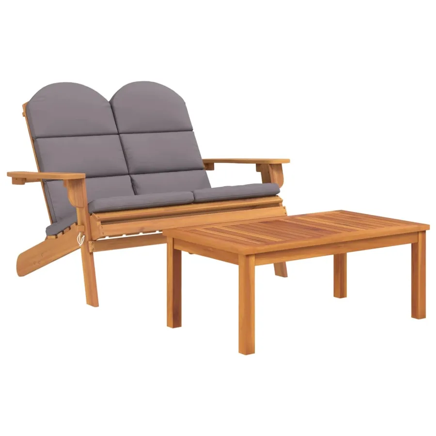 Ensemble de salon de jardin Adirondack 2 pcs bois acacia solide - 2