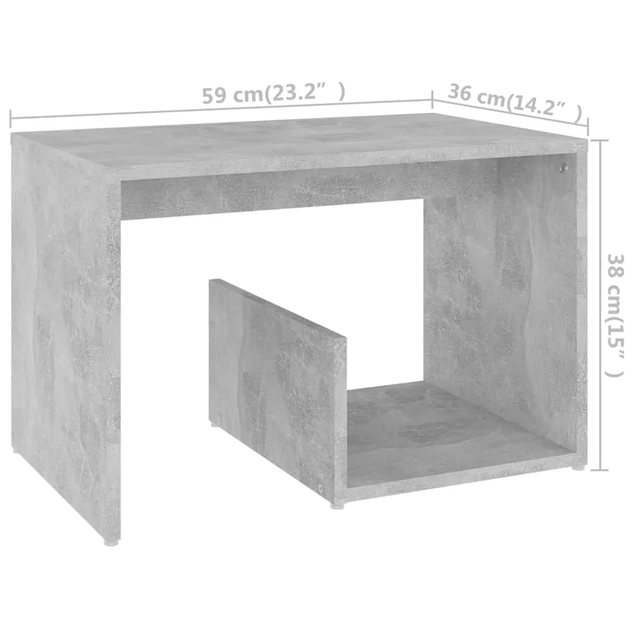 Table d'appoint Gris béton 59x36x38 cm Aggloméré - 6