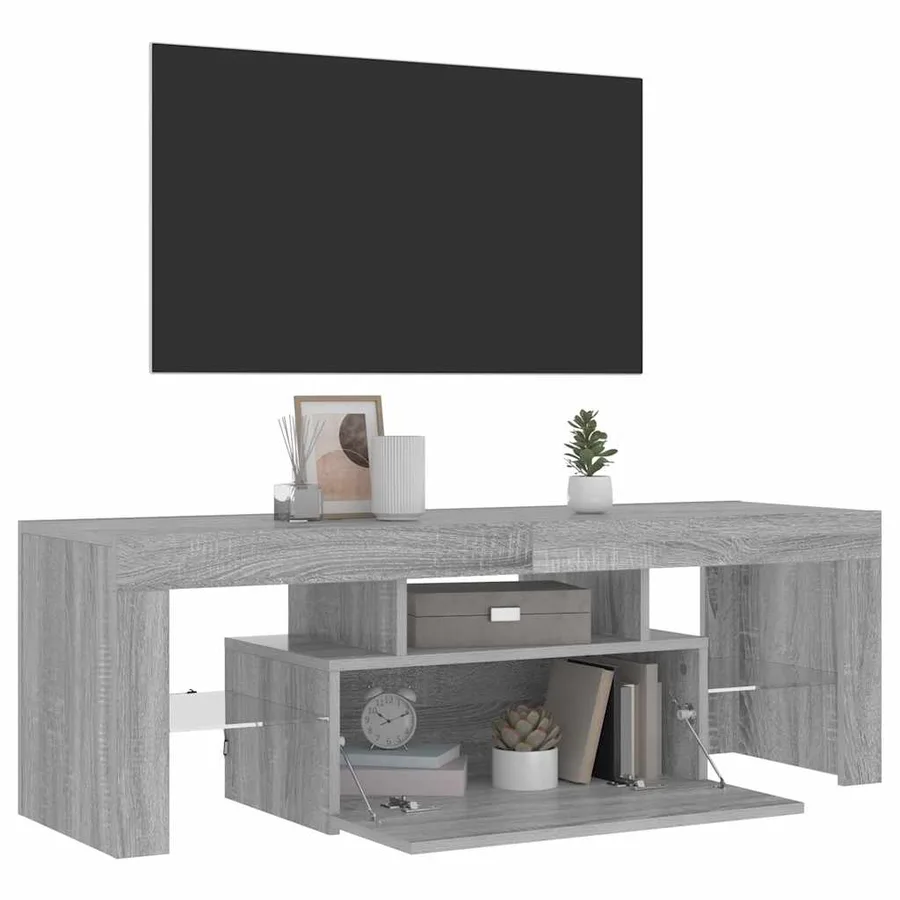 Meuble TV avec lumières LED sonoma gris 120x35x40 cm - 3