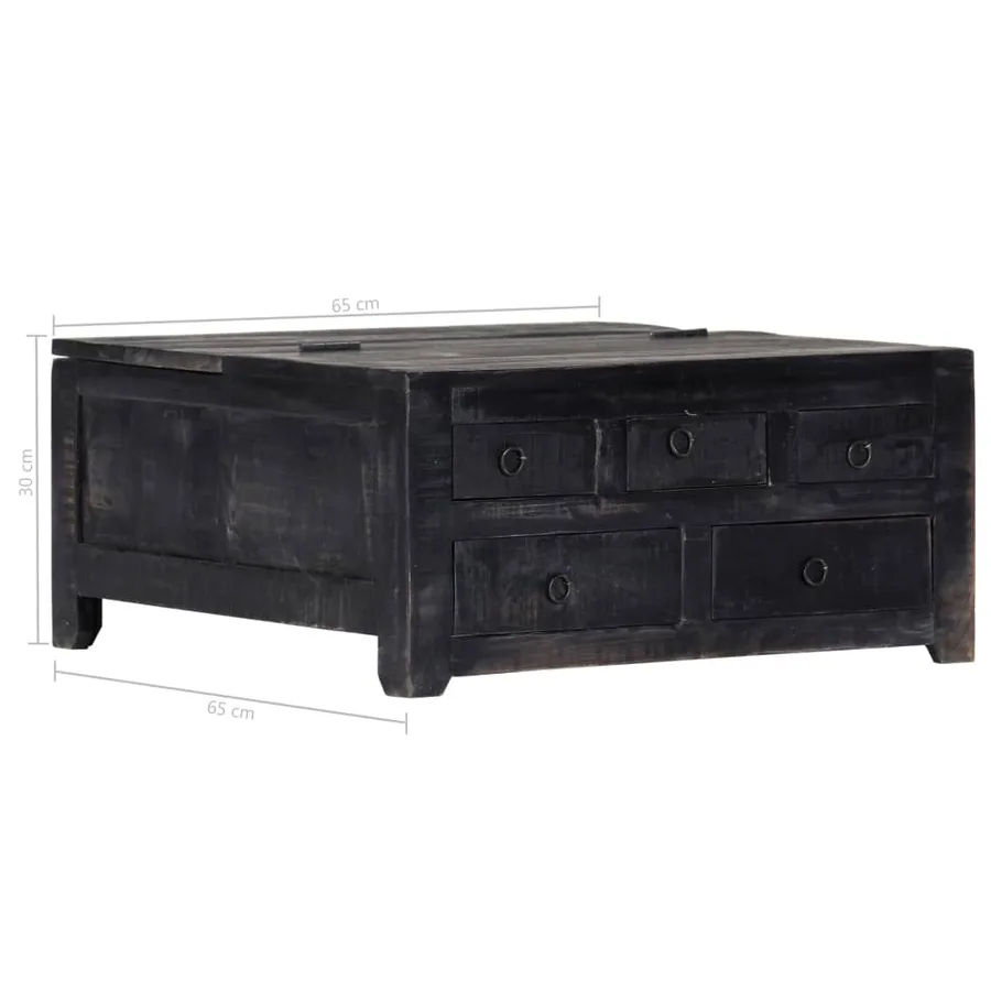 Table basse Noir 65x65x30 cm Bois de manguier massif - 10
