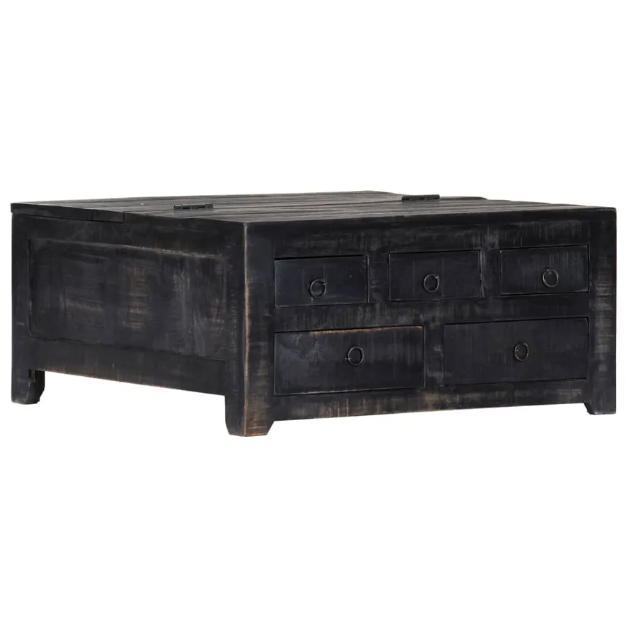 Table basse Noir 65x65x30 cm Bois de manguier massif - 11