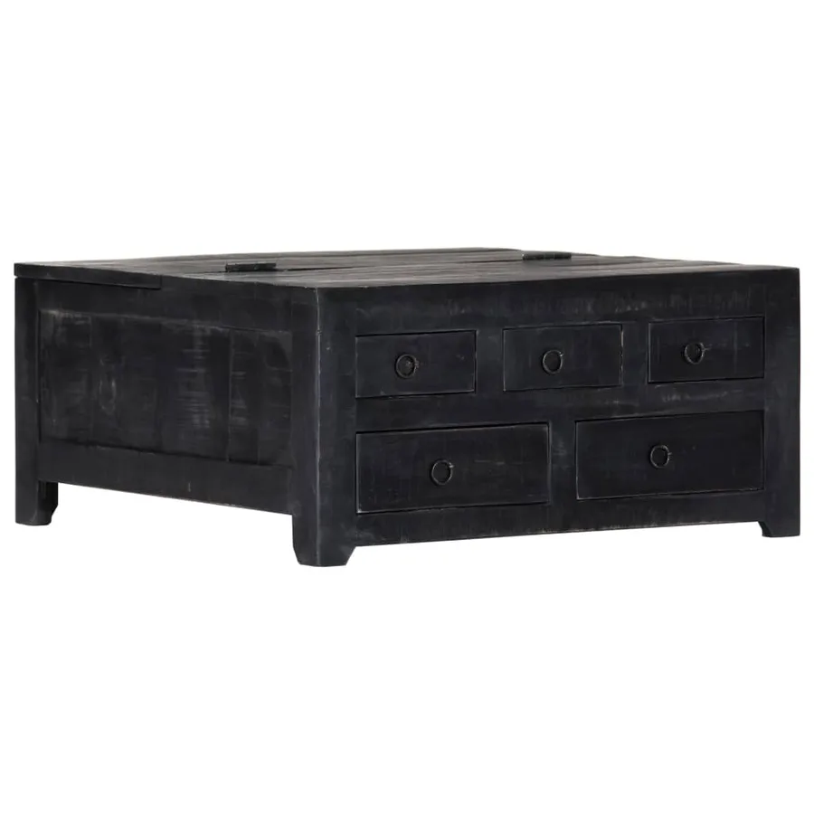 Table basse Noir 65x65x30 cm Bois de manguier massif - 12