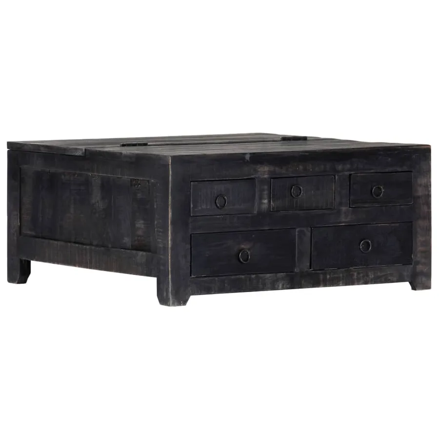 Table basse Noir 65x65x30 cm Bois de manguier massif - 13