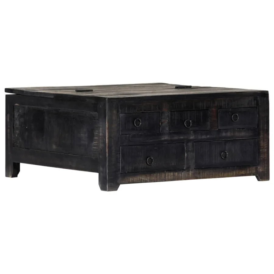 Table basse Noir 65x65x30 cm Bois de manguier massif - 14