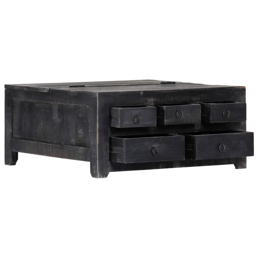 Table basse Noir 65x65x30 cm Bois de manguier massif - 3