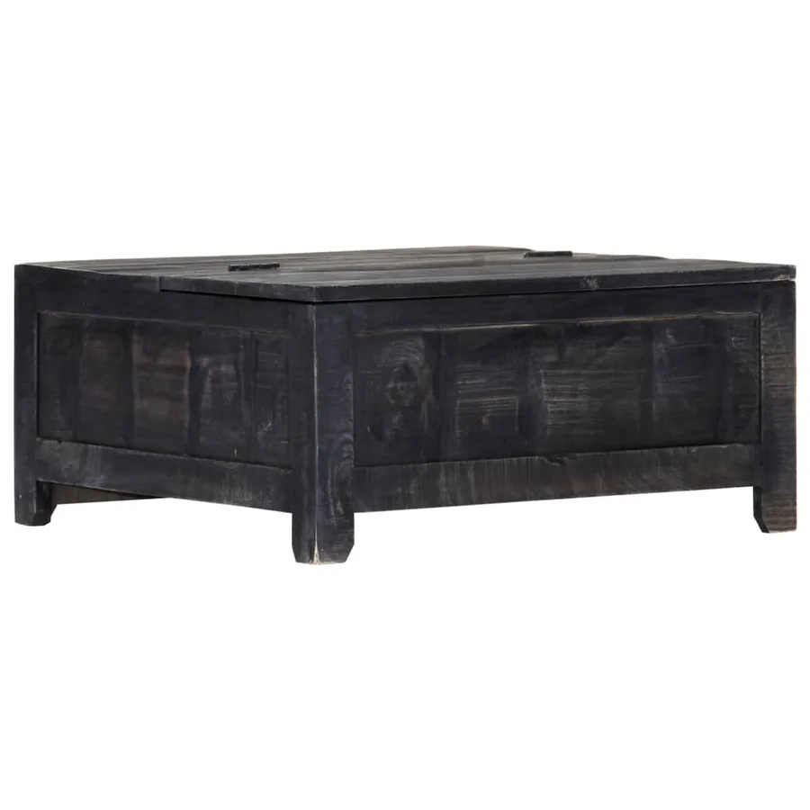 Table basse Noir 65x65x30 cm Bois de manguier massif - 4