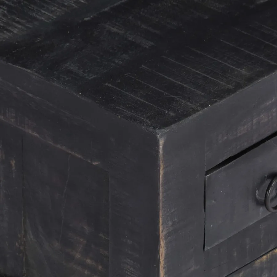 Table basse Noir 65x65x30 cm Bois de manguier massif - 7