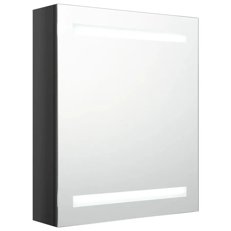 Armoire de salle de bain à miroir LED noir brillant 50x14x60 cm - 2