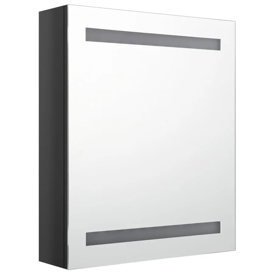Armoire de salle de bain à miroir LED noir brillant 50x14x60 cm - 3