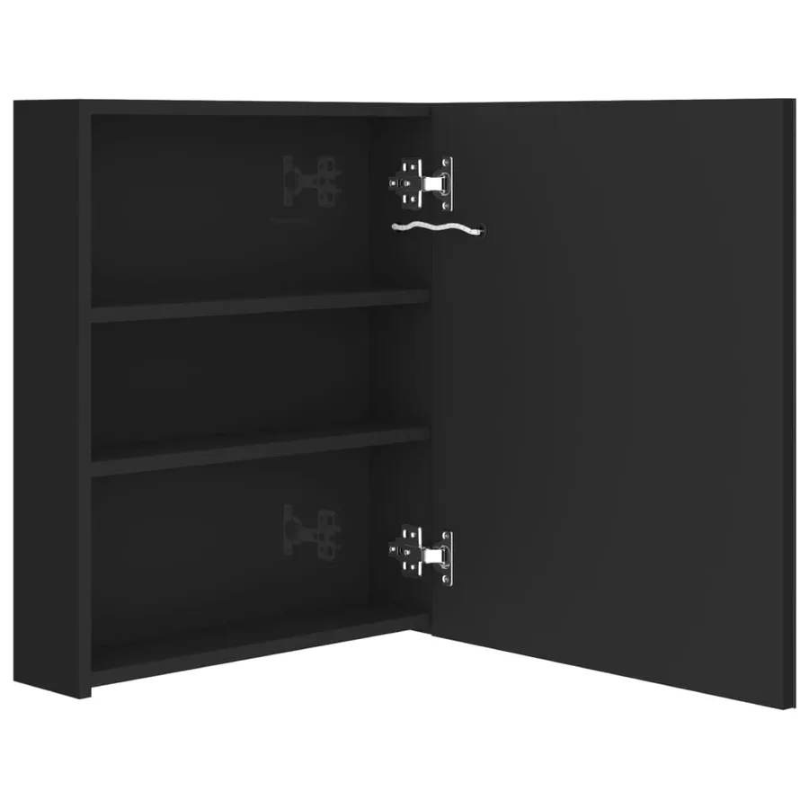 Armoire de salle de bain à miroir LED noir brillant 50x14x60 cm - 5