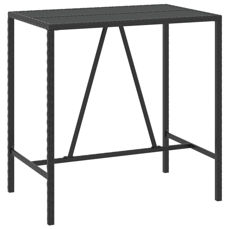 Table de bar et dessus en verre noir 110x70x110 cm poly rotin - 2