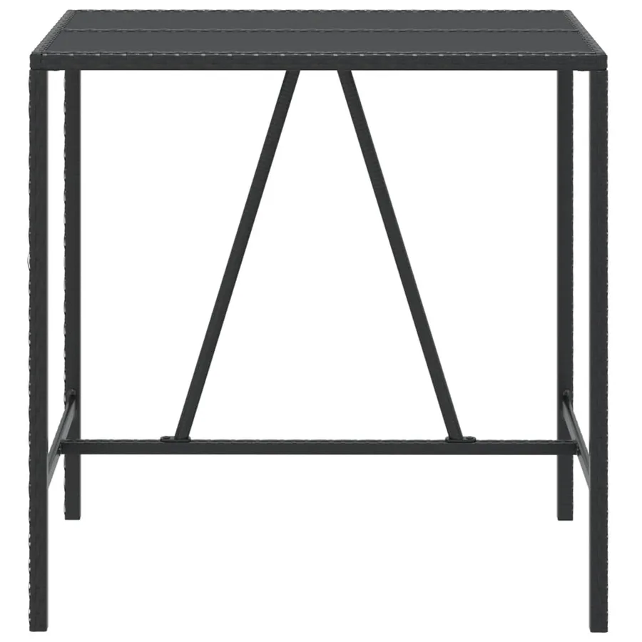 Table de bar et dessus en verre noir 110x70x110 cm poly rotin - 3