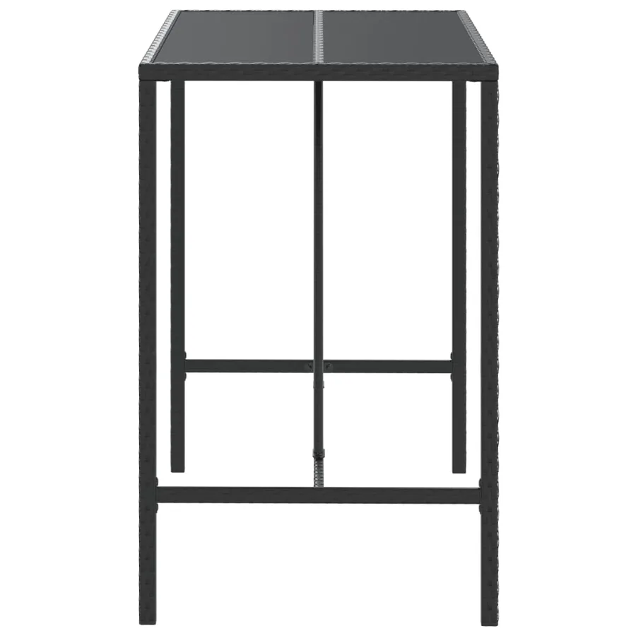 Table de bar et dessus en verre noir 110x70x110 cm poly rotin - 4