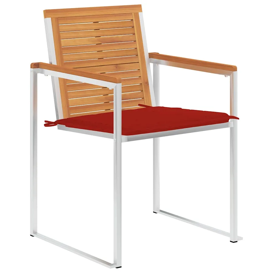 Chaises de jardin avec coussins lot de 2 Acacia solide et acier - 3