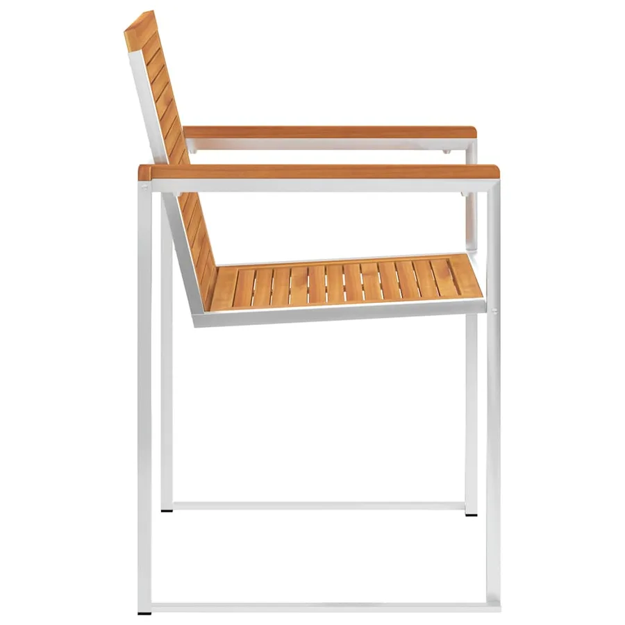 Chaises de jardin avec coussins lot de 2 Acacia solide et acier - 6