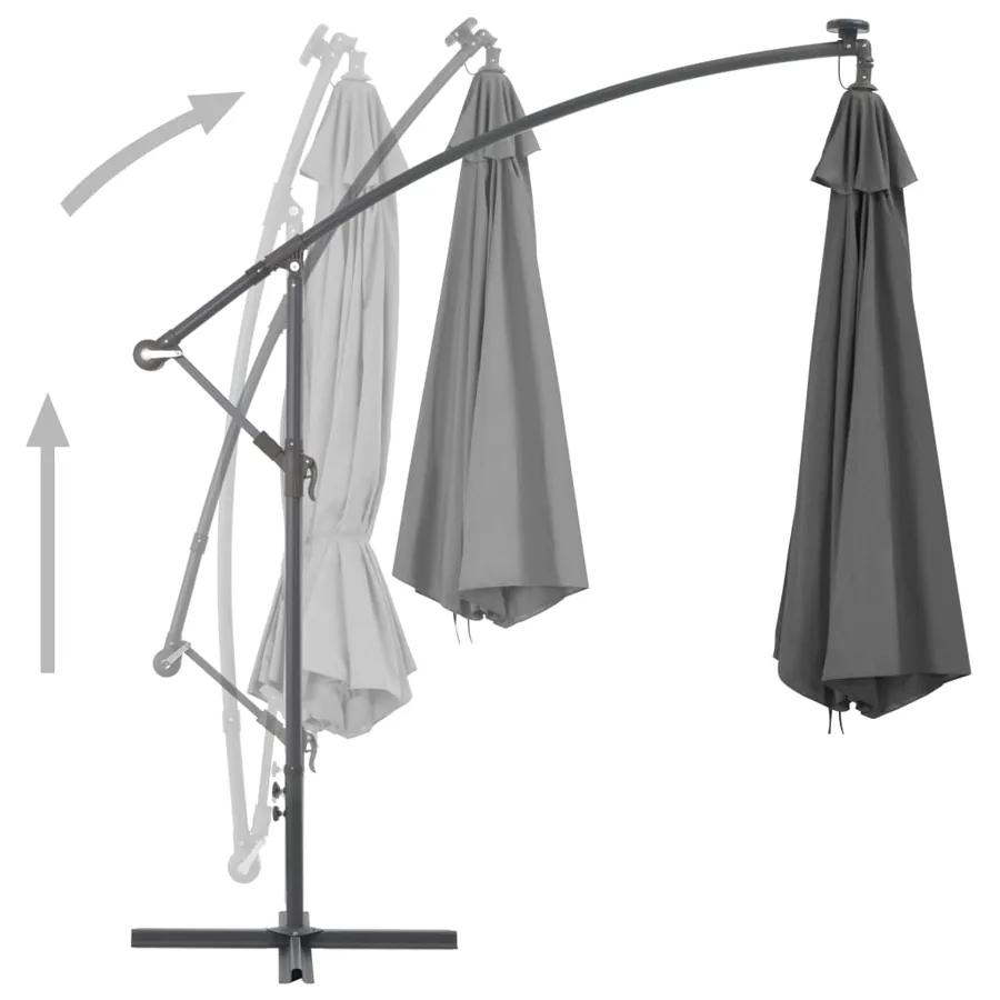 Parasol de jardin en porte-à-feux avec mât en acier anthracite - 5