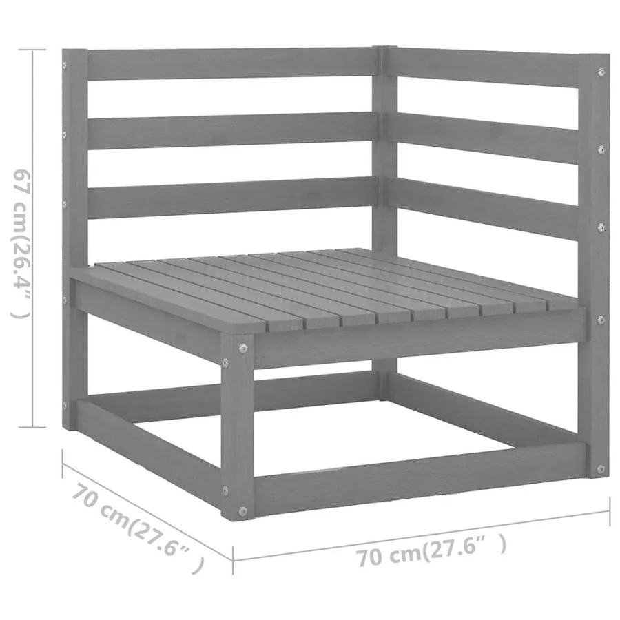 Canapé d'angle de jardin coussins anthracite Bois de pin massif - 12