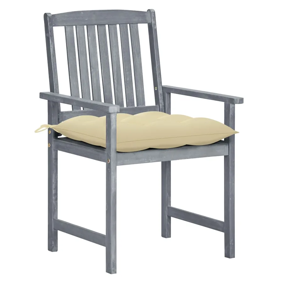 Chaises de jardin et coussins lot de 8 Bois acacia solide Gris - 2