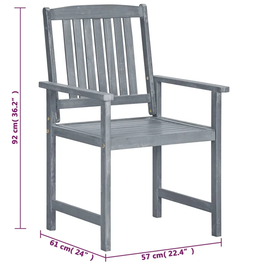 Chaises de jardin et coussins lot de 8 Bois acacia solide Gris - 7