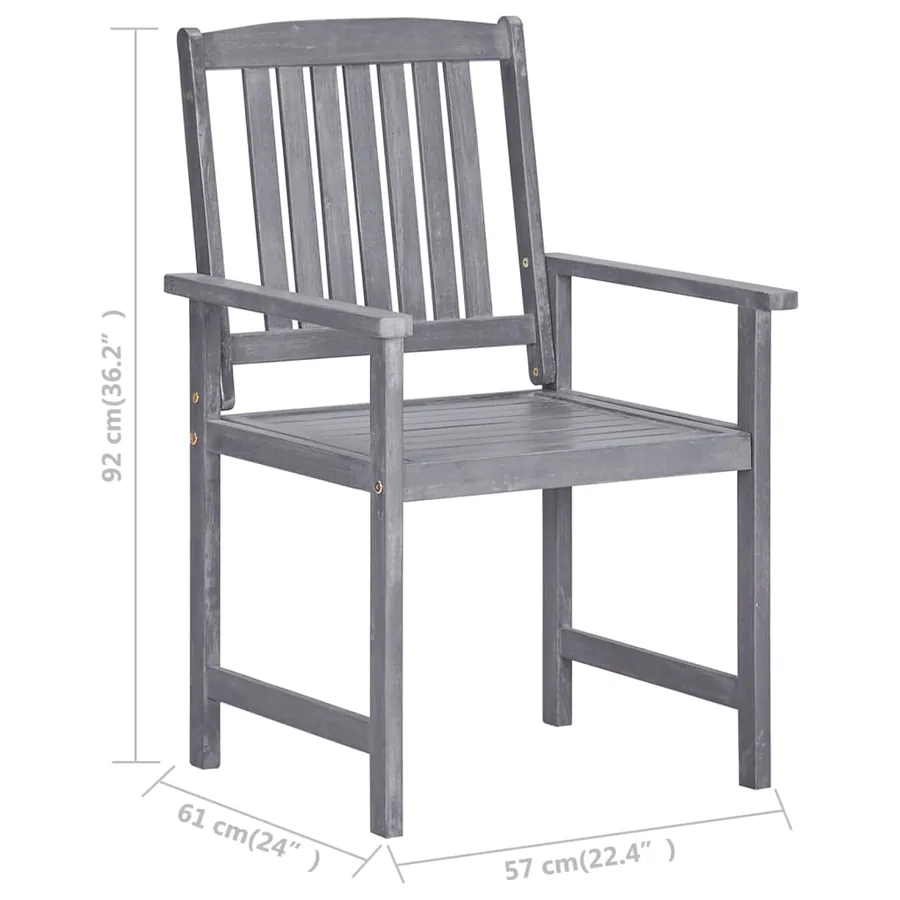 Chaises de jardin et coussins lot de 8 Bois acacia solide Gris - 8