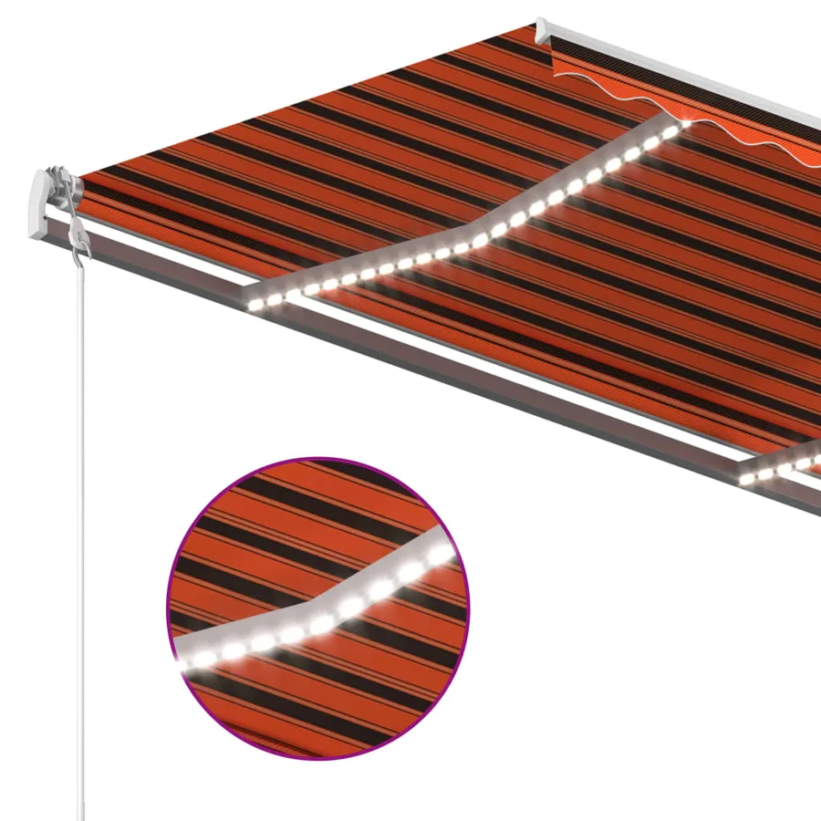 Auvent automatique capteur de vent/LED 350x250 cm Orange/marron - 5