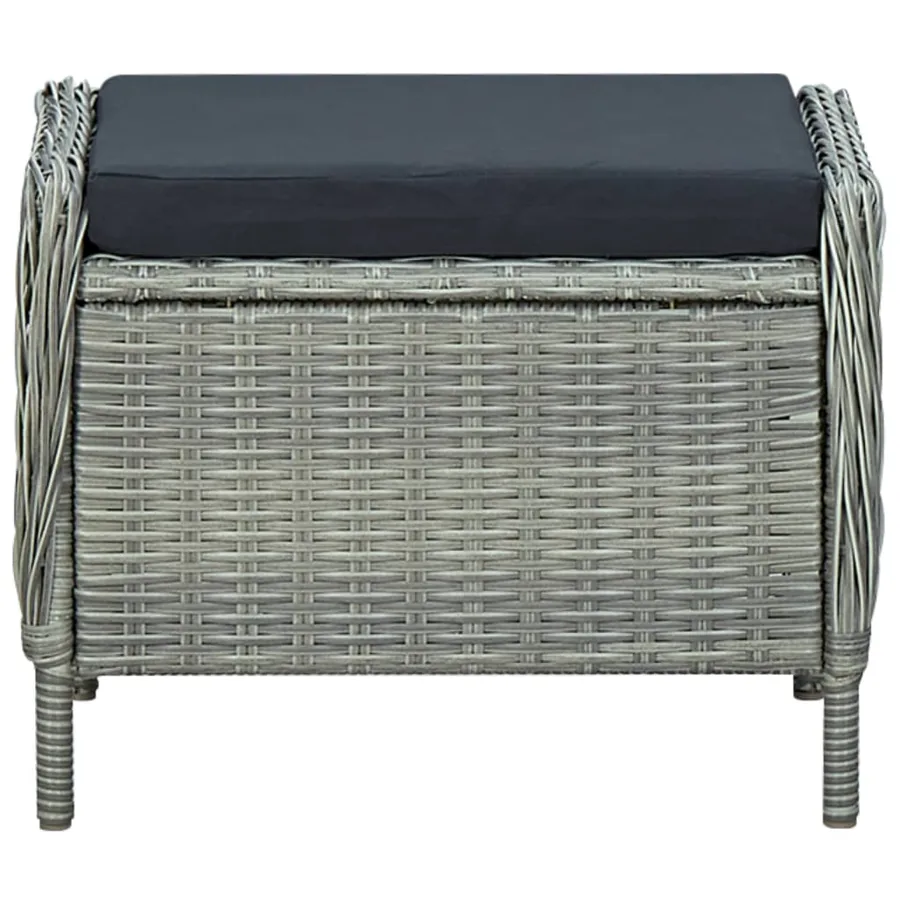 Chaise inclinable de jardin tabouret Résine tressée Gris clair - 10