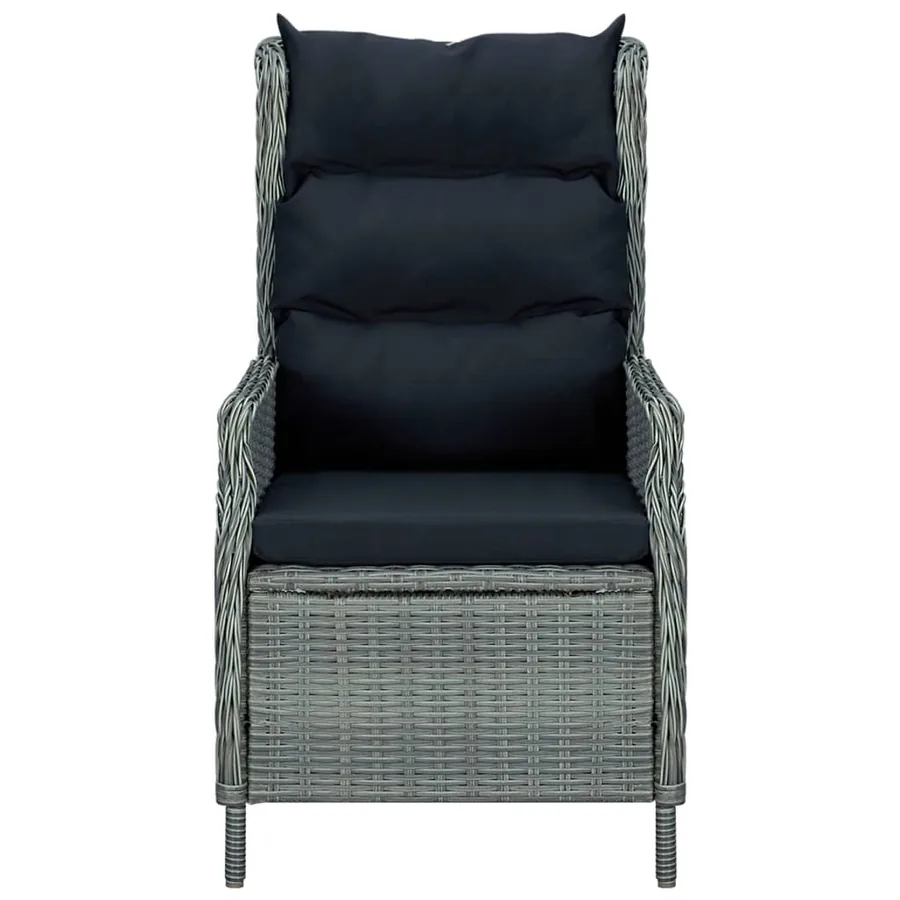 Chaise inclinable de jardin tabouret Résine tressée Gris clair - 6