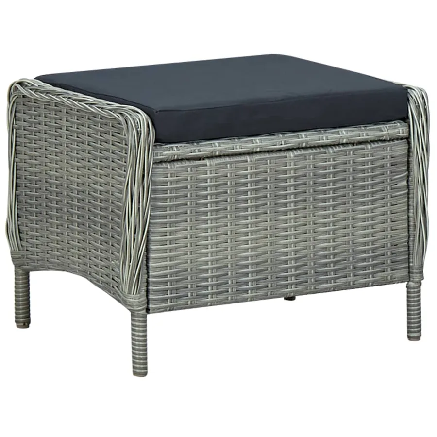Chaise inclinable de jardin tabouret Résine tressée Gris clair - 8