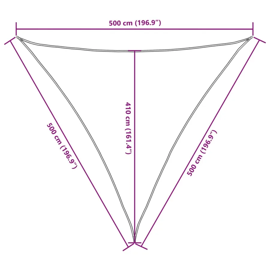 Voile de parasol tissu oxford triangulaire 5x5x5 m anthracite - 10