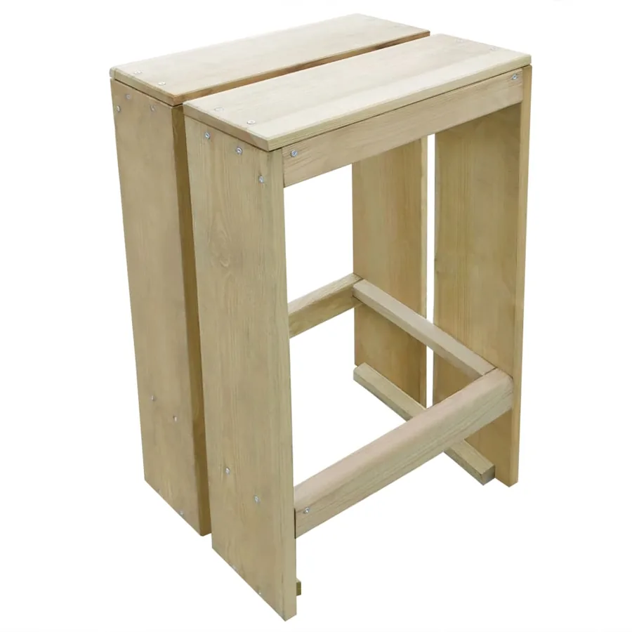 Tabourets de bar d'extérieur lot de 2 Pin imprégné - 2